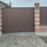 Откатные ворота, заполнение евроштакетник "под дерево"
